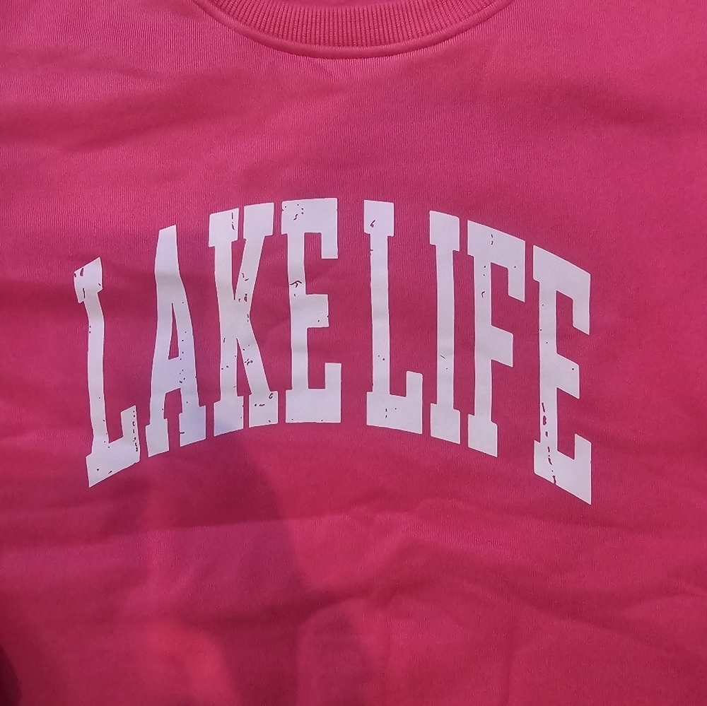 New! Lake Life Pink Soft Sweatshirt Medium - Picture 3 of 6